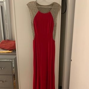 Xscape red long formal dress